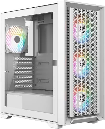 ionz KZ22 V2 PC Gaming Case ATX Hinged Tempered Glass White 4 ARGB Fans