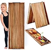 Teenyyou 36"x 12" Extra Large Ottoman Tray with Handle Acacia Wooden Charcuterie Board Serving Cheese Boards Tray Oversized Coffee Table Rectangle Supplies for Tea Kitchen Food Beverage Fruit Snack