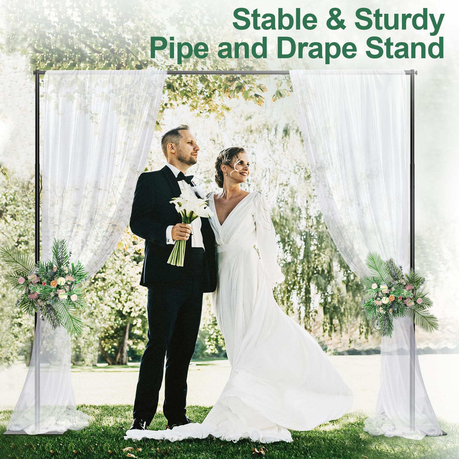 Pipe and Drape Backdrop Stand Kit 10x10ft, Heavy Duty Back Drop Adjustable Stand with Carry Bag, Metal Background Frame for Parties Wedding Birthday Decoration Photography Photo Booth Video