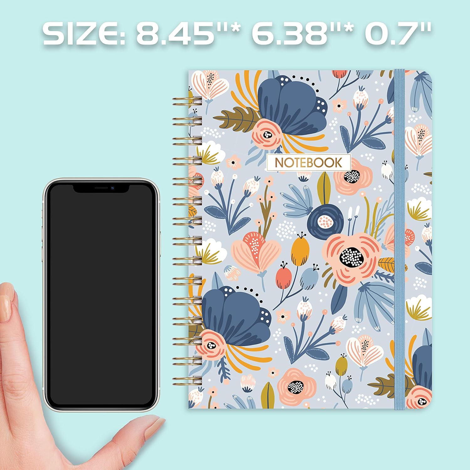 Ruled Notebook/Journal - Lined Journal with Premium Thick Paper, 8.45" X 6.38", College Ruled Spiral Notebook/Journal, Banded with Exquisite Inner Pocket, Hardcover : Office Products