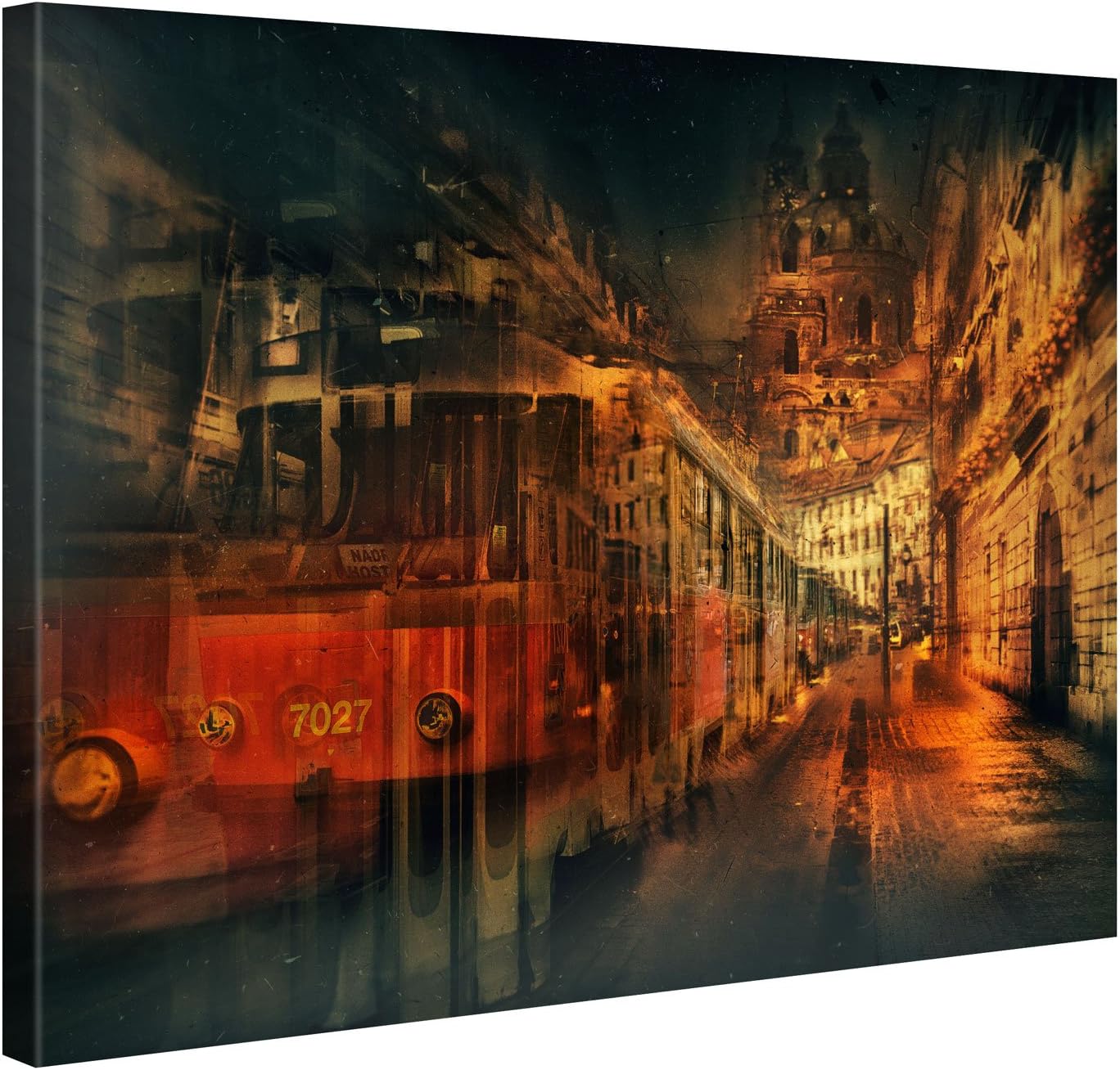 Large Canvas Print Wall Art Vintage Tram 40x30 Inch Canvas Picture Stretched On