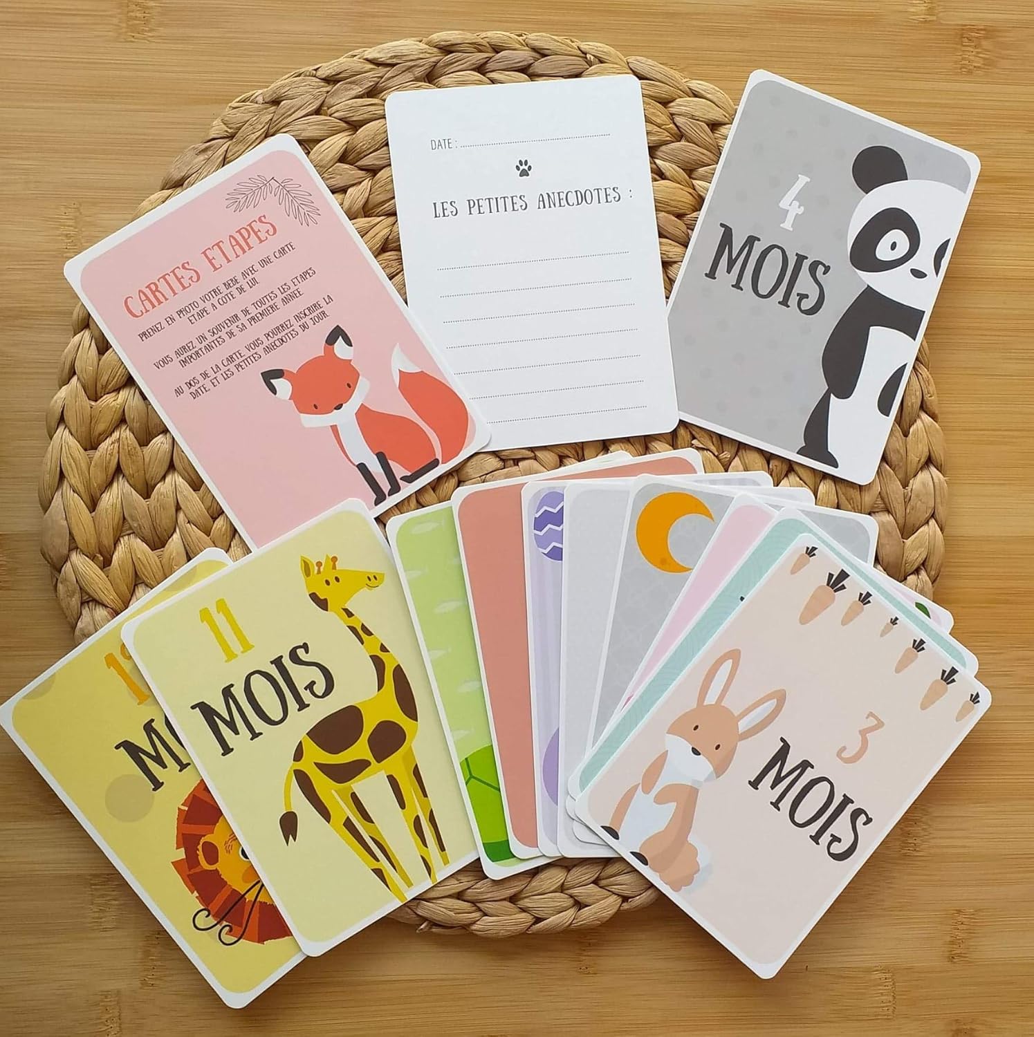 Lot 24 Cartes Etapes Bebe Ses Premiers Jours Theme Animaux Sa Premiere Annee Cadeaux De Naissance Et Souvenirs Bebe Et Puericulture Bhattbros Com