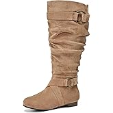 mysoft Women's Wide Calf/Extra Wide Calf Knee High Boots Slouchy Flat Tall Boots with Side Zipper