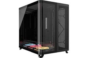 CORSAIR AIR 5400 LX-R RGB iCUE Link Triple-Chamber Mid-Tower Panoramic PC Case – 3X Pre-Installed Reverse-Rotor LX-R RGB Fans