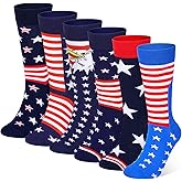 Tarpop 6 Pairs Veterans Day Patriotic Socks American Flag Star Stripes Unisex Socks Independence Day 4th of July Cotton Sock Gifts for Men's Women