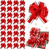 Riceshoot 60 Pcs Valentine's Day Large Pull Bows Ribbon Gift 6 Inch Red Gift Wrapping Bows for Christmas Winter Presents Wedding Birthday Party Basket Holiday Decor