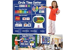 KIKIGOAL Circle Time Center Classroom Pocket Chart Educational Pocket Chart Teaching Materials Learning Calendar Weather Counting Letter Color Shape etc