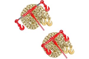 Digank Ratchet Chain Binder 5/16" -3/8" Grade 70 and 5/16"×10ft Chains Includes (2) Binders and (2) Chains, Load Binder for Binder Chain with Grappling Hook