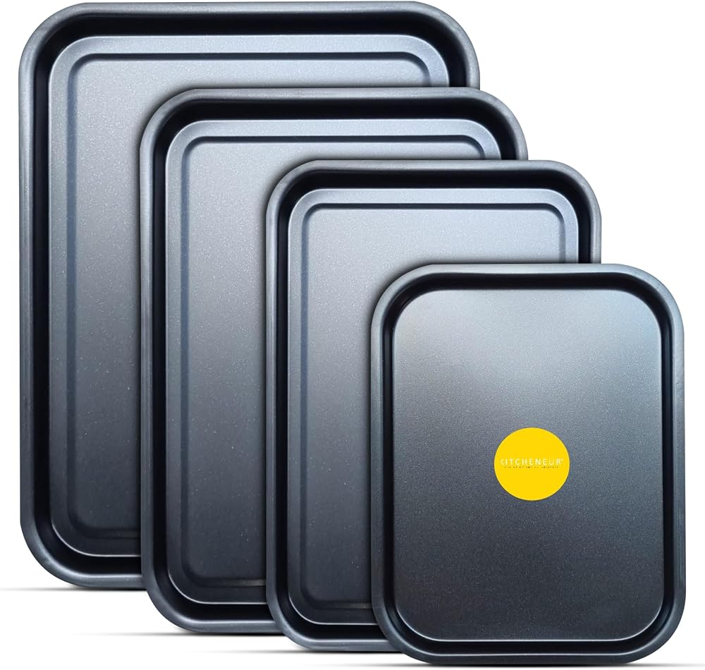 Kitcheneur 4-Pour Baking Tray Set Non-Stick 38/35/32/28 cm Dishwasher Safe