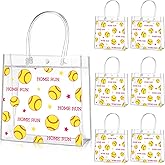 Aliceset 20 Pcs Softball Clear Gift Bag with Handles Plastic Soft Ball Goodie Sport Theme Party Favor Team Treat Bag for Birthday Team Snack, 8 x 8 x 3.15''