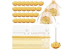 72 Pack Diwali Gifts Bulk, Lotus Incense Holder, Indian Return Gifts for Pooja Bulk, Gold Lotus Incense Sticks Holder with Or
