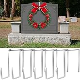 Barydat 6 Pcs Christmas Headstone Wreath Hanger Adjustable Cemetery Wreath Holder Fit 7''-11'' Tombstones Garland Holder Stainless Steel Gravestone Garland Stand for Memorial Day Grave Marker Decor