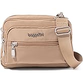 Baggallini Triple Zip Small Crossbody Bag for Women - 8x6 Lightweight Convertible Fanny Pack Belt Bag