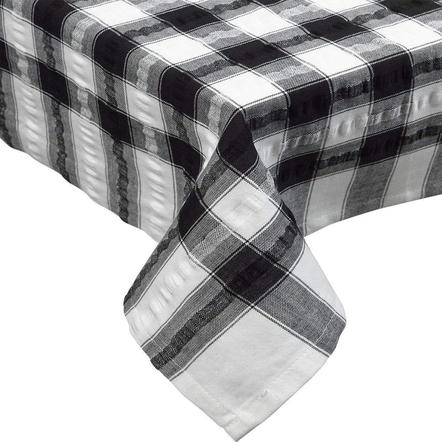 Downview Seersucker Check Stripe Gingham Tablecloth Cotton Dining