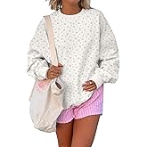 BAIGRAM Women Oversized Crew Neck Snowflake Ditsy Floral Sweatshirt Comfy Fleece Pullover Y2K Aesthetic 2025 Fall Clothes