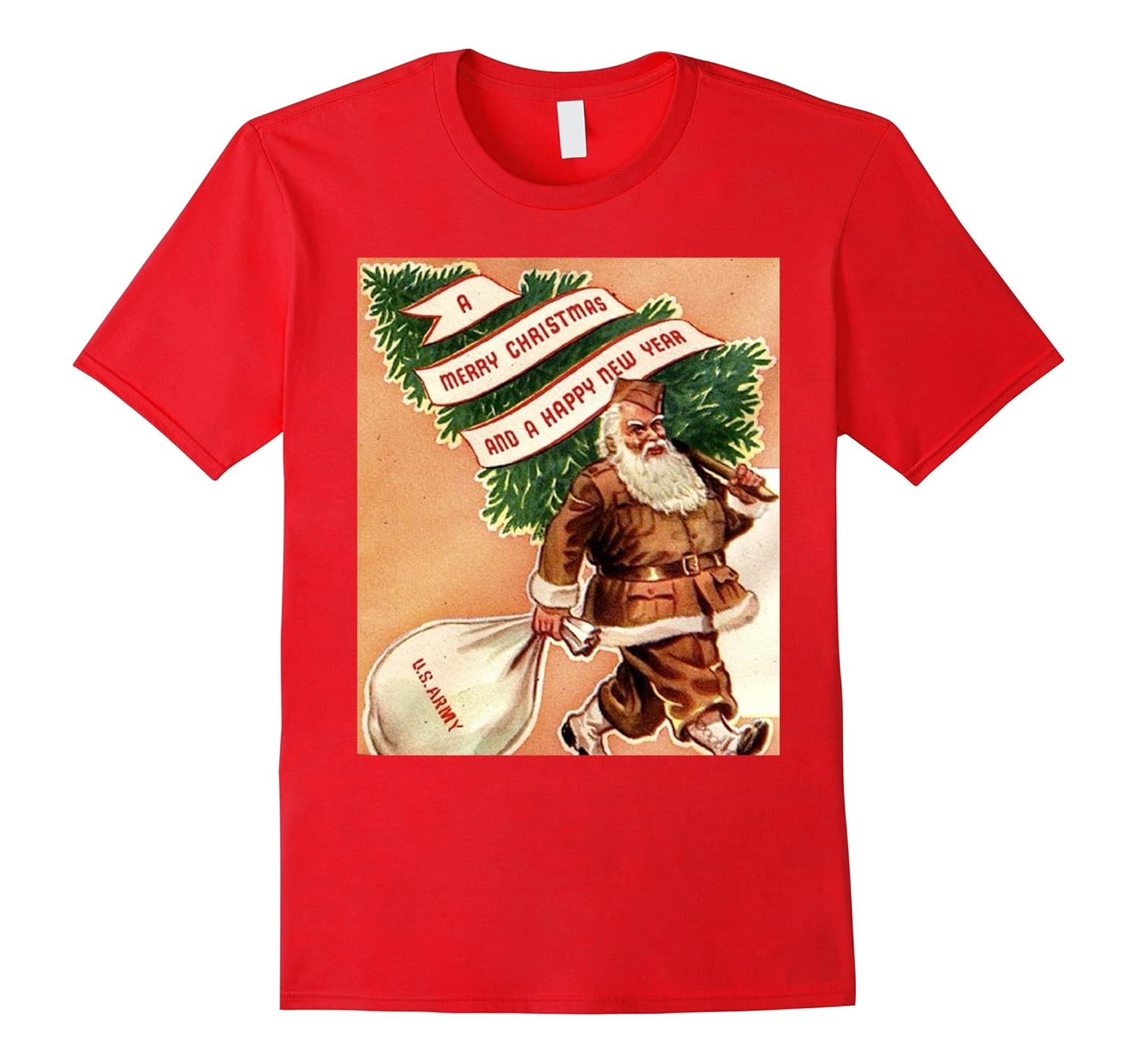 Vintage Santa T-Shirt Christmas Retro WW2 Poster Nostalgic-ANZ