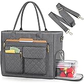 RAINSMORE Teacher Tote Bag with Insulated Lunch Compartment 15.6 inch Laptop Bag for Women Lightweight Work Bags Nurse Bags