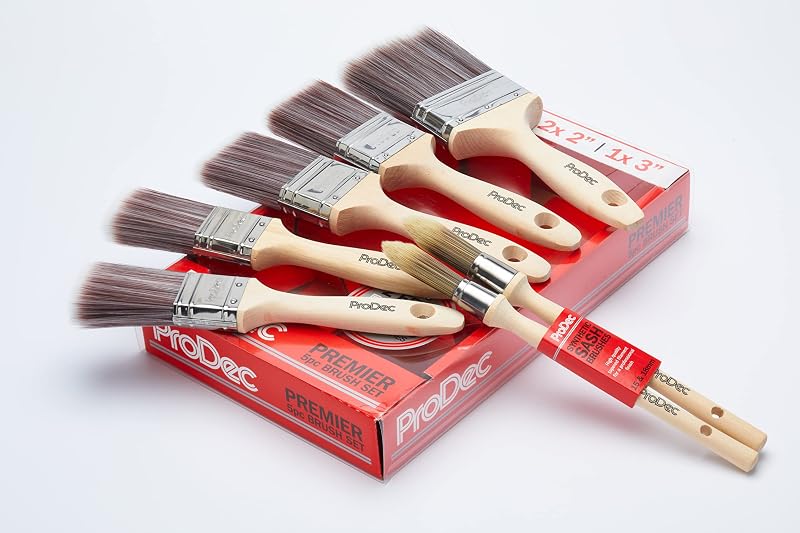 ProDec Premier Trade Synthetic Paint Brush Set 7 Piece with Free Sash Brushes