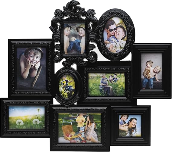 MELANNCO 9Photo Ornate Collage Frame (Black)
