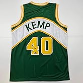 Facsimile Autographed Shawn Kemp Seattle Green Reprint Laser Auto Basketball Jersey Size Men's XL