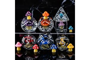 WEYANO Resin Mushroom D&D Dice Set, Polyhedral Dice 7pcs (D4, D6, D8, D10, D12, D20, D%) for Dungeons and Dragons, RPG, MTG Role Playing Games