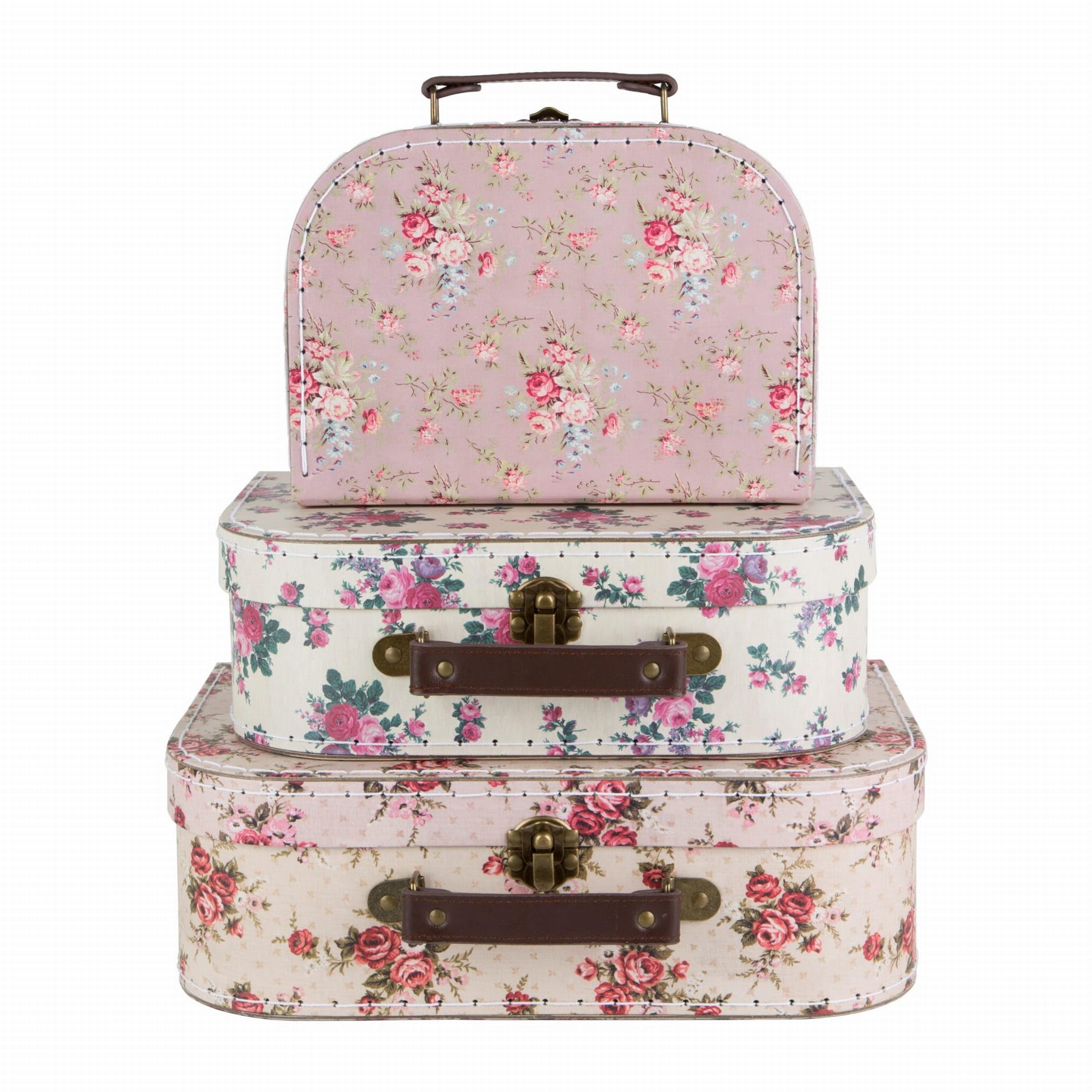 Sass & Belle Vintage Rose Suitcases - Set of 3