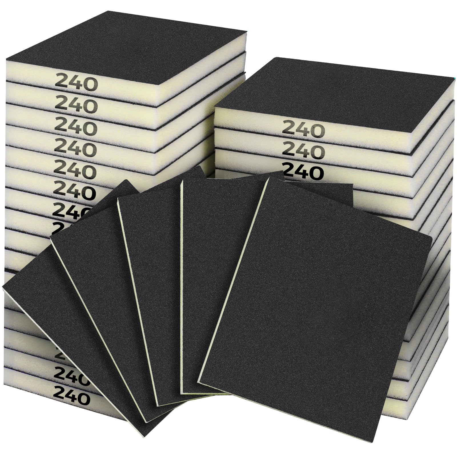 Sruhrak 18 PCS Sanding Sponge Set 240 Grits, Flexible Sanding Pads Wet Dry Reusable Sanding Block Sandpaper Block for Wood, Plastic, Drywall and Metal Polis