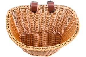 PERIXIR Bike Basket, Front Handlebar Storage Basket with Adjustable Leather Straps, Bicycle Accessories, Hand Woven, Waterproof (Brown(11 * 8.5 * 8 in)