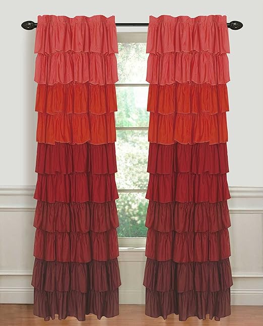 Amazon Com Dainty Home Flamenco Layers Of Ruffles Pleated Rod