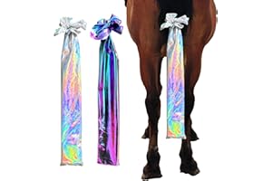 horzmetnex Stretchy Horse Tail Bag,Pack of 2,Brilliant Rainbow Design with Stretchy Fabric for Horse Tail, Tail Bag for Horses(Fantasy Purple and Silver)