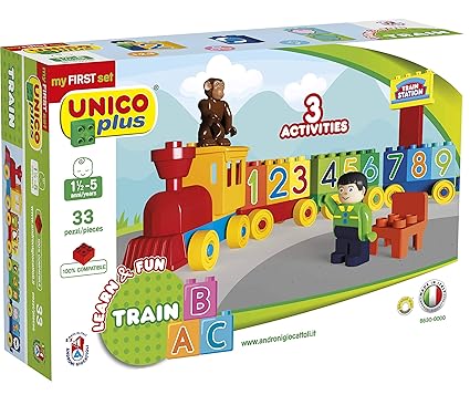 Unico Plus Zahlen Zug Bausteine Eisenbahn 33 TLG