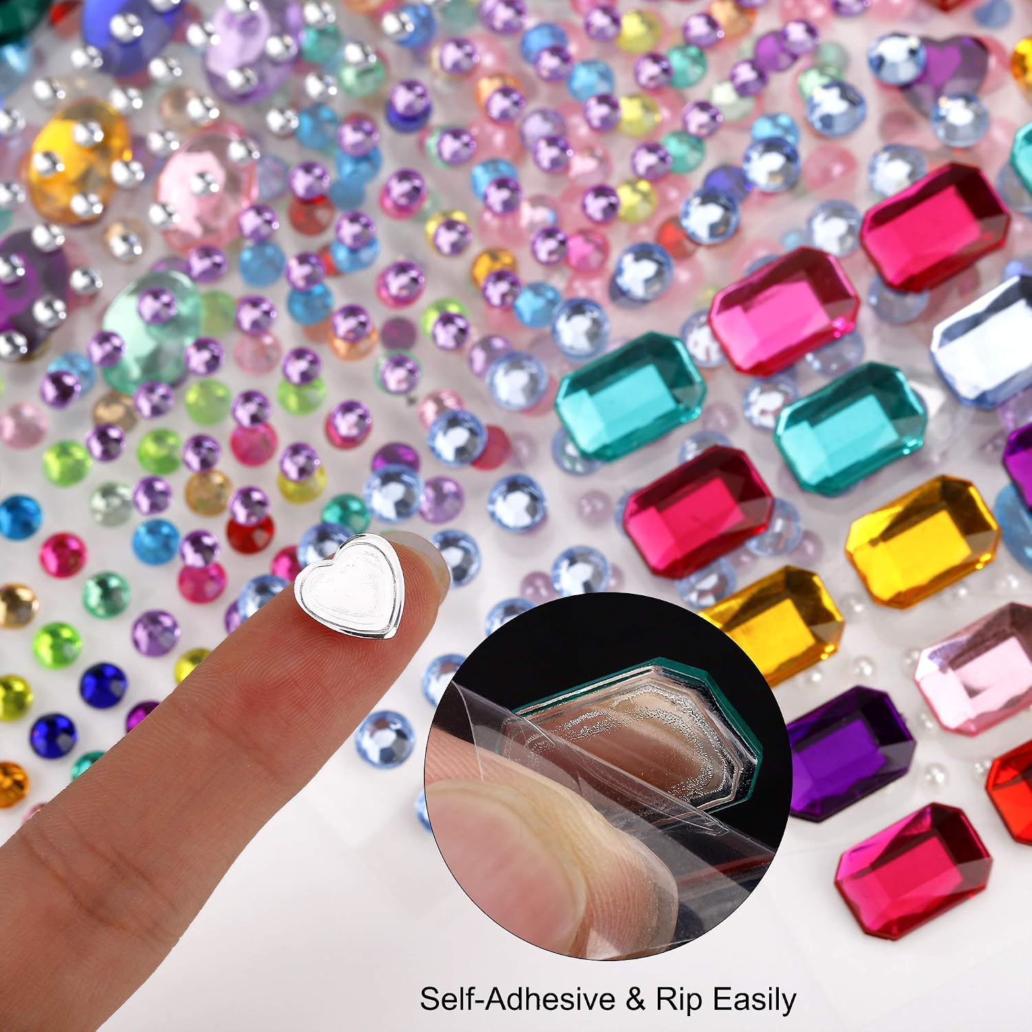 HOVIBU 14 Feuilles Strass Autocollants Acrylique Colorés - Gems DIY Artisanat Et Maquillage
