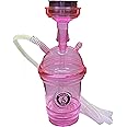 Portable Cup Hookah Bundle - LED Lights- Sunlight Travel Hookah for Beach/Car - Mini Hookah Set with hose and tongs - Hookah Set with Everything- Light Up Shisha - (Pink)