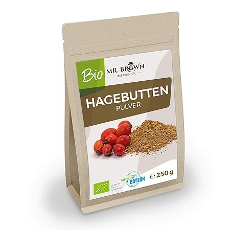 Mr. Brown BIO Hagebuttenpulver 250 g | sehr fein | aus Argentinien | abgefüllt in Deutschland | aus kontrolliert biologischem