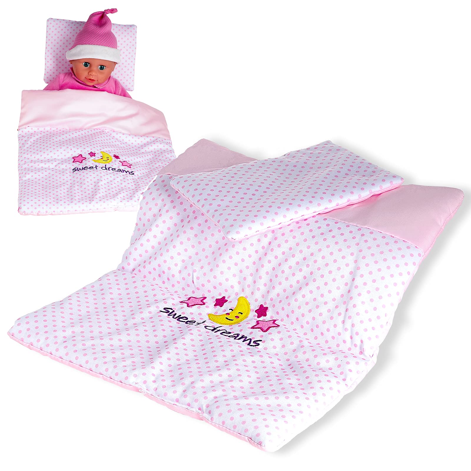 Smart-Planet Baby Rose Dolls Blanket and Pillow 1 Set for Children to Play Baby Doll 33 x 18 cm