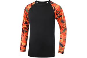 DRONIRING Boys' UPF 50+ Rash Guard Swim Shirts, Youth Kids UV Sun Protection Long Sleeve, Water Shirts for Fishing Beach