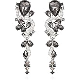 VANGETIMI Fashion Rhinestone Statement Drop Dangle Earrings Long Colorful Crystal Bridal Wedding Teardrop Chandelier Earrings for Women Prom Pageant
