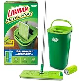 Libman Rinse 'n Wring Mop and Bucket System, 2 Microfiber Pads Included | Wet &amp; dry mop with dual-chamber bucket design; for hardwood, laminate, tile cleaning.