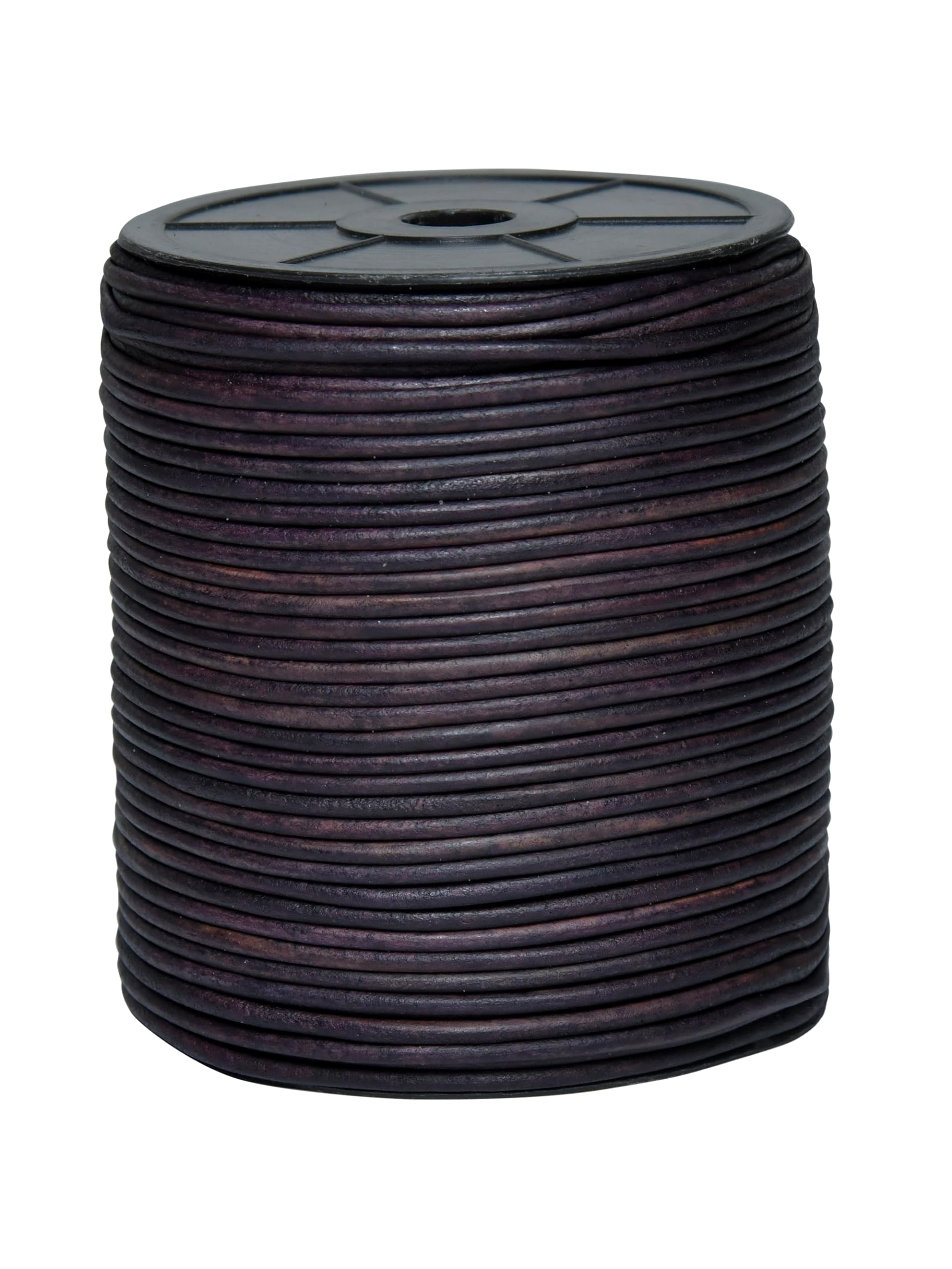 Cords Essentials Round Genuine Leather String Cord, Rope for Jewelry Making, Necklaces, Bracelets, Kumihimo Braiding, Wraps, Crafts and Hobby Projects (Distressed Dark Violet, 3.0 MM) — image 1