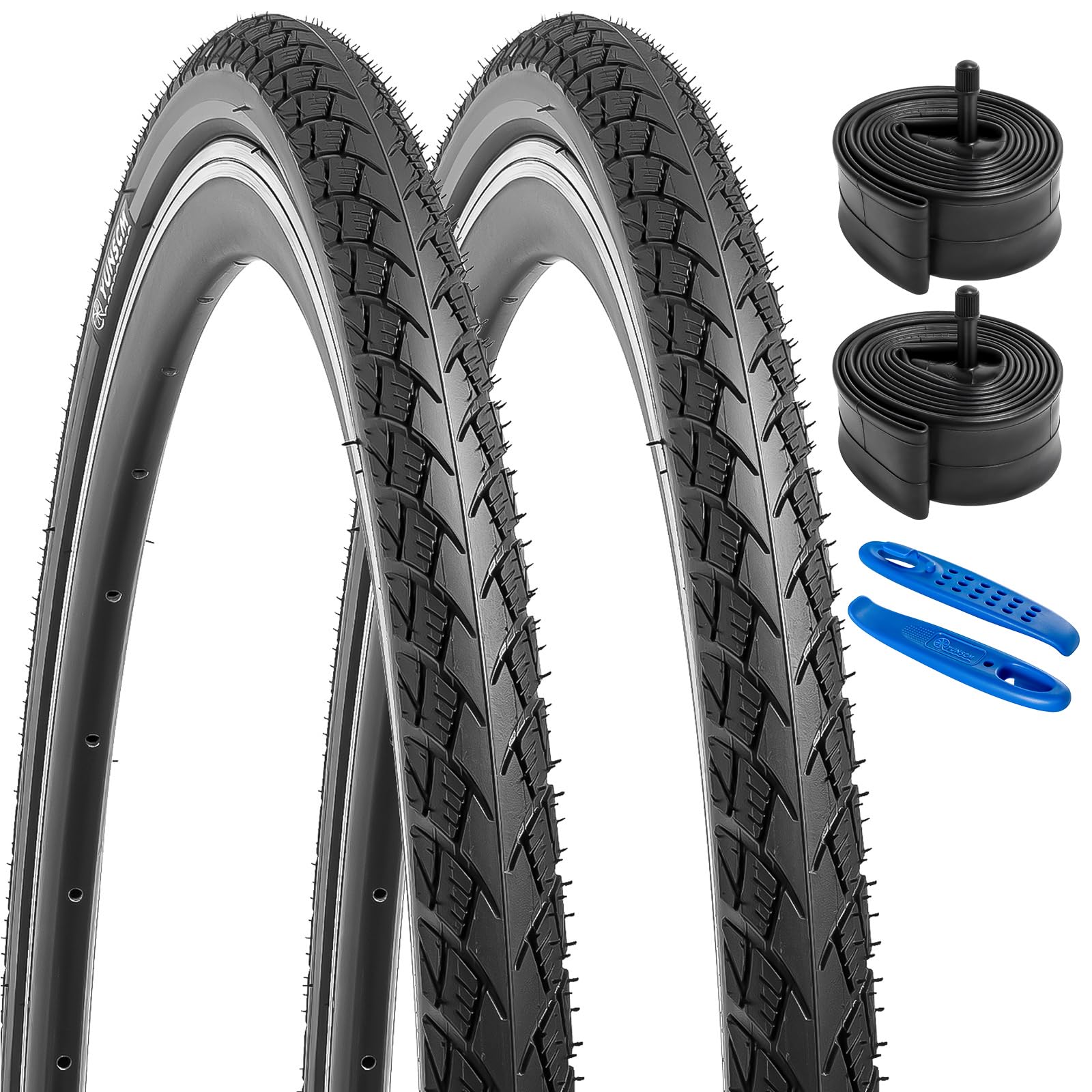 YunSCM 2 Pcs 60TPI 26 inch Bike Tyres 26x1.50 Tires 40-559 Nylon Anti-puncture and 26" Bike Tubes AV32mm Schrader Valve, Compatible with 26x1.50 Bike Tires & Tubes