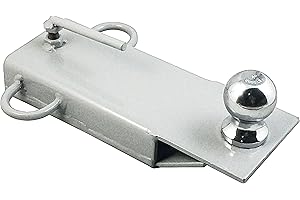 Field Tuff FTF-01FBMA Steel Ball Mount Hitch Adapter Accessory with Chain and Strap Loops for Forklift, Skid Loader, and Tractor Forks