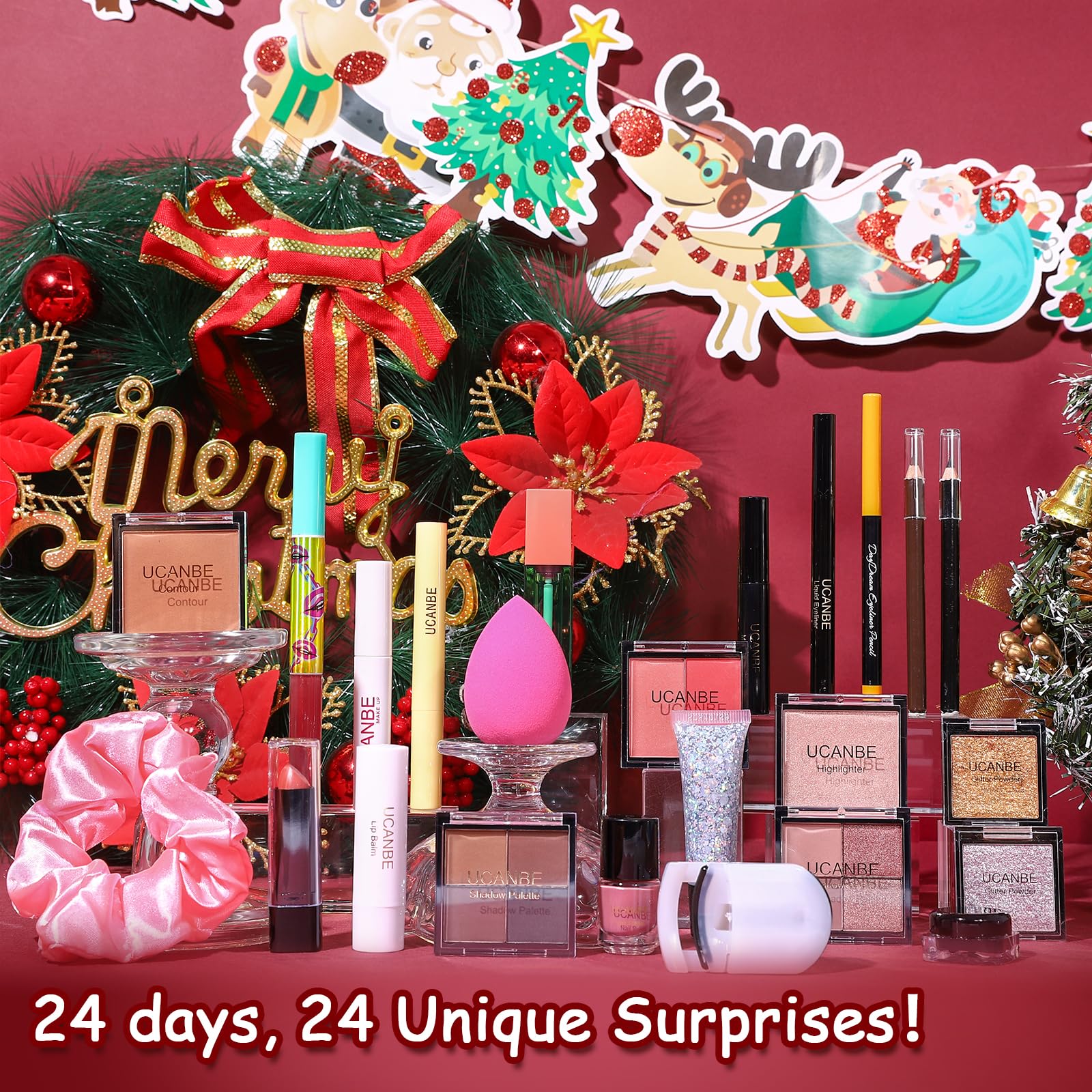 UCANBE Makeup Advent Calendar 2025 for Women Teens Girls, 24 Piece Christmas Holiday Gift Sets, Beauty & Cosmetic Surprises Countdown