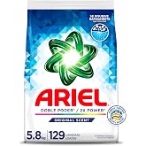Ariel Powder Laundry Detergent, Original Scent, Laundry Detergent Powder for Deep Cleaning &amp; Tough Stains, 5.8 kg, 129 Loads