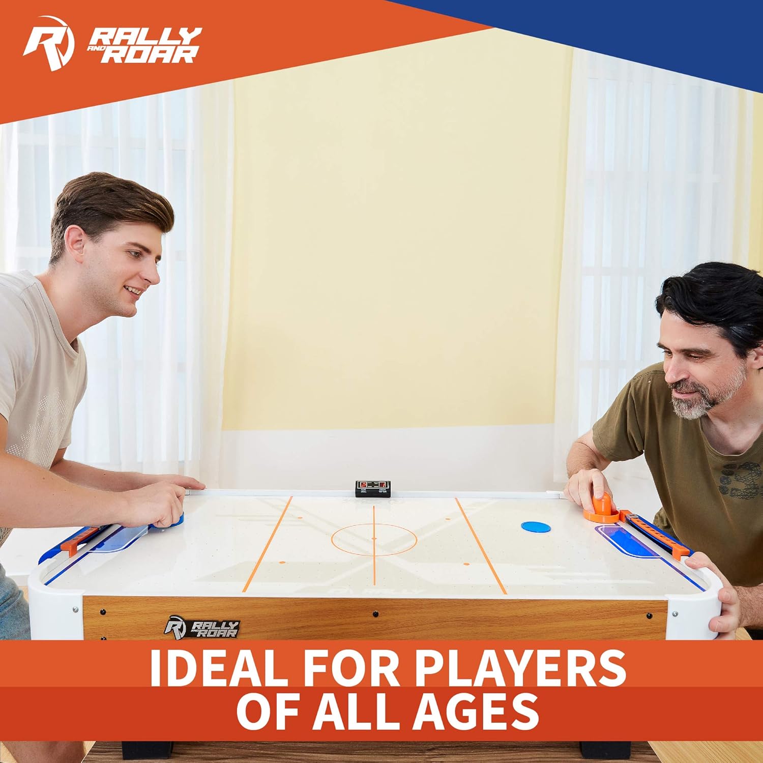 Rally and Roar Tabletop Air Hockey Table, Travel-Size, Lightweight, Plug-in - Mini Air-Powered Hockey Set with 2 Pucks, 2 Pushers, LED Score Tracker - Fun Arcade Games and Accessories : Sports & Outdoors