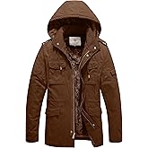 WenVen Men's Winter Military Thicken Parka Jacket Warm Coat with Removable Hood
