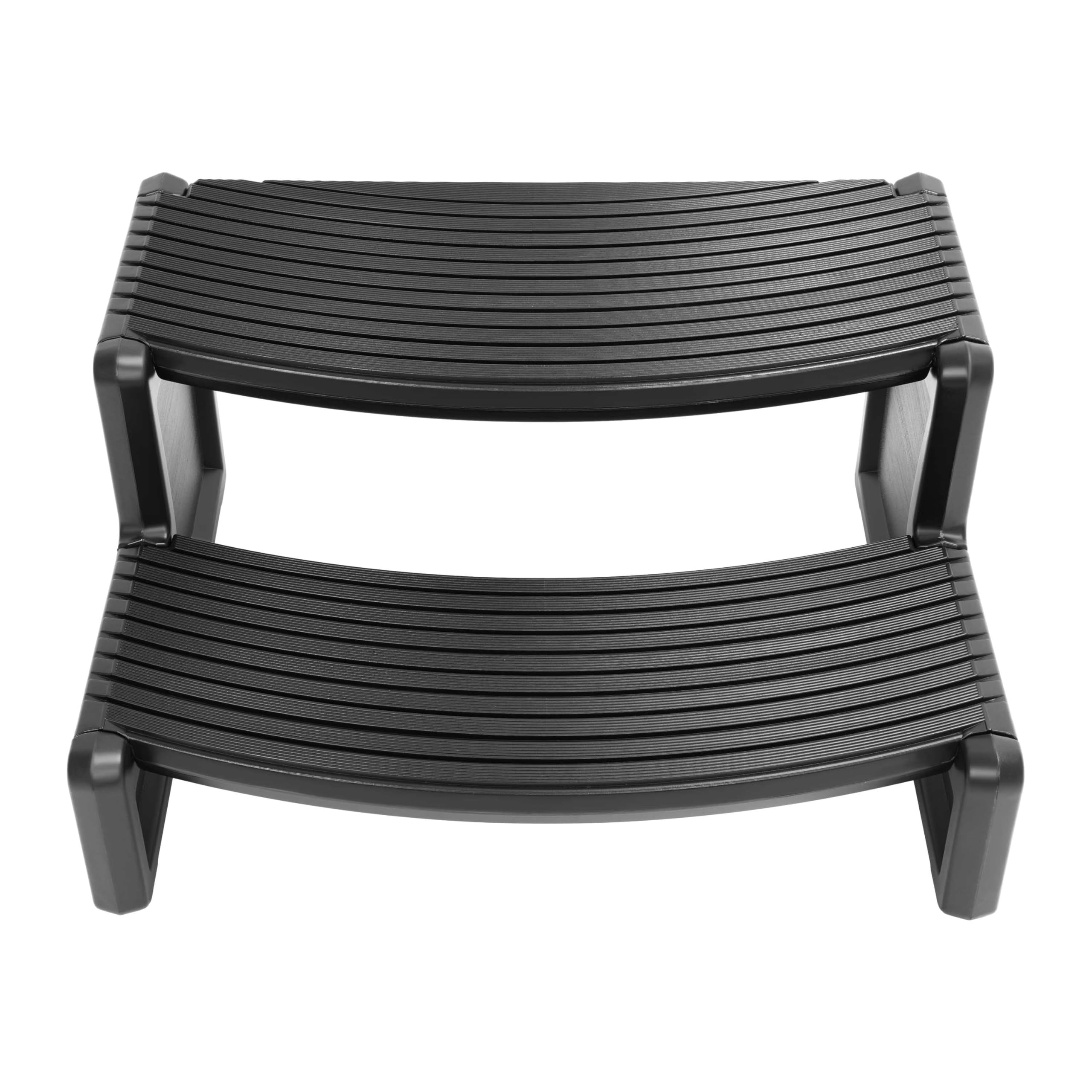 HECASA Universal 2-Step Spa & Hot Tub Step Stool - Slip Resistant, Plastic, Indoor/Outdoor Use (Espresso Color)