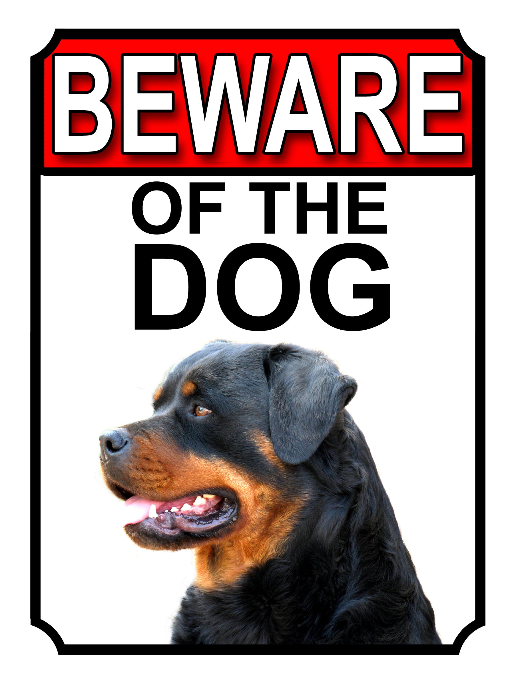 Shawprint Limited BEWARE OF THE DOG METAL GATE SIGN ROTTWEILER 200MM X 150MM (1148H1)