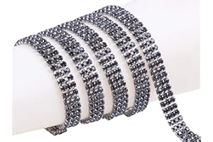KAOYOO 3 Rows 1 Yard 4MM Crystal Rhinestone Close Chain Trim for Sewing Craft,DIY Decoration