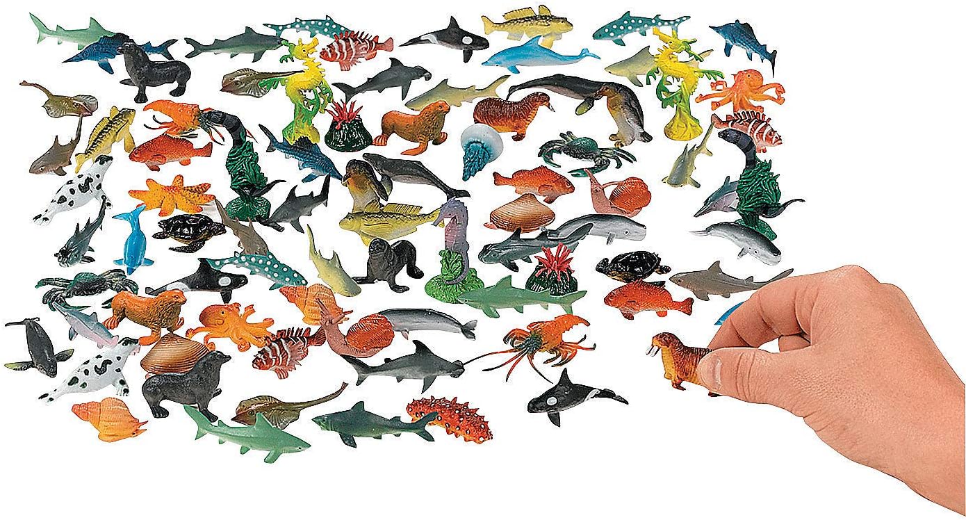 small plastic sea creatures