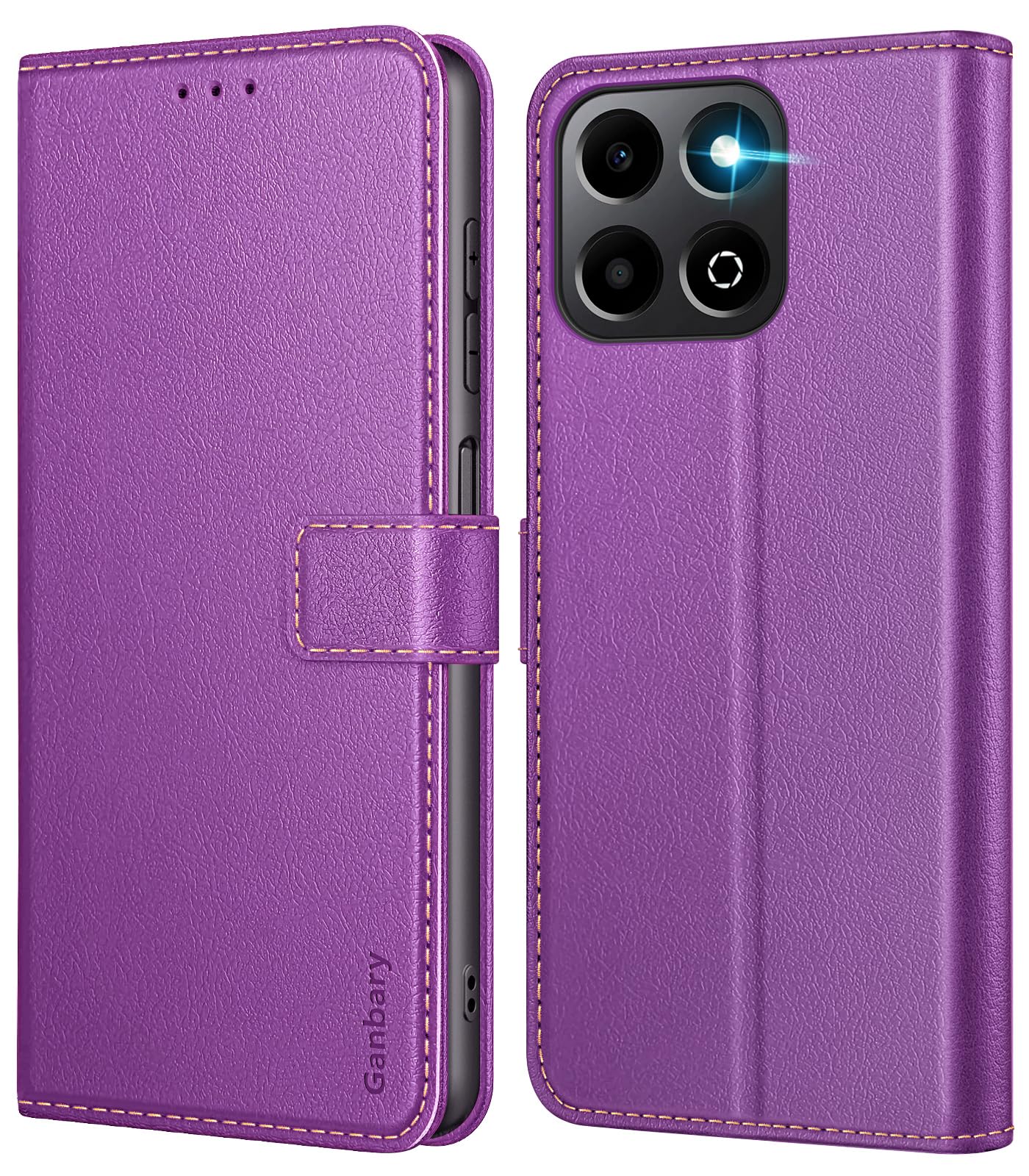 Ganbary Case Compatible with Honor 200 Smart, Premium PU Leather Flip Wallet Case [Full Protection] [Card Slots] [Kickstand] for Honor 200 Smart, Purple